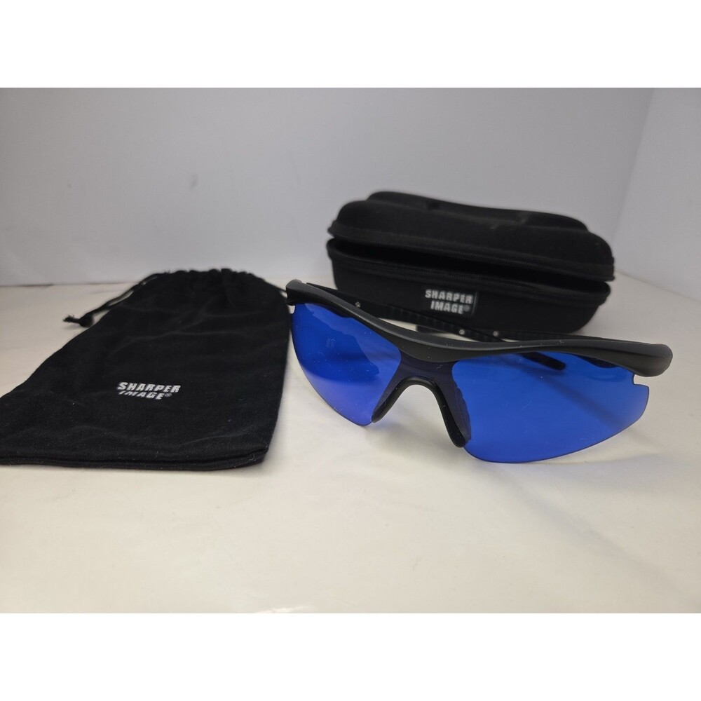 Sharper Image Golf Ball Finding Glasses Blue Lens Finder Sport Sunglasses Case